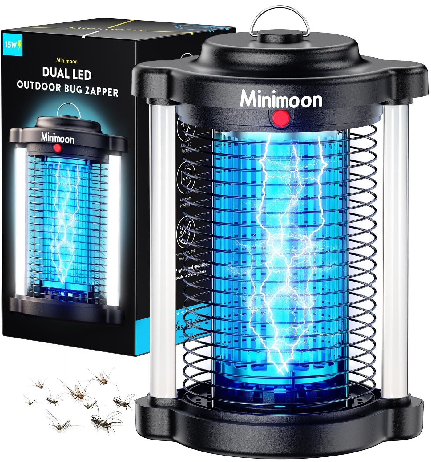 Bug Zapper Outdoor, Upgraded Mosquito Zapper with Dual LED Light, 4200V Fly Z...