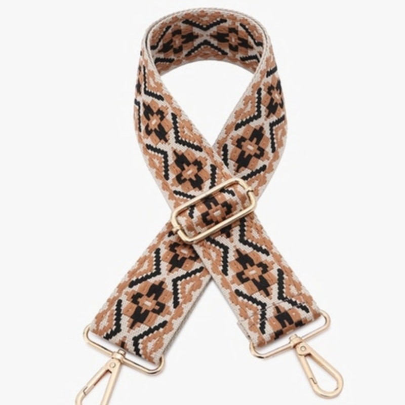 Boho Tribal Adjustable Bag Strap — Black & Orange