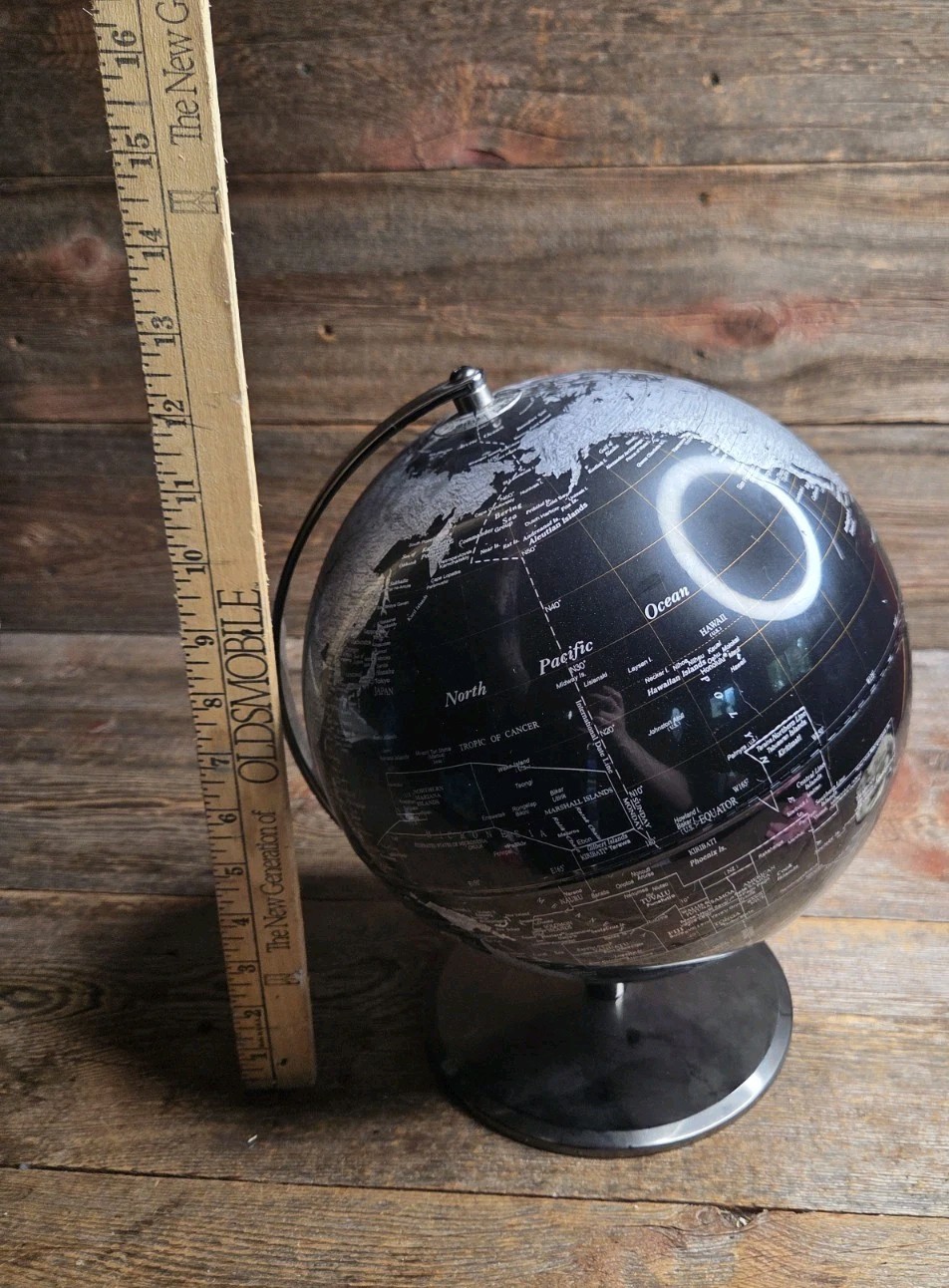 Black Metallic World Globe - 12 Inch Tabletop Globe
