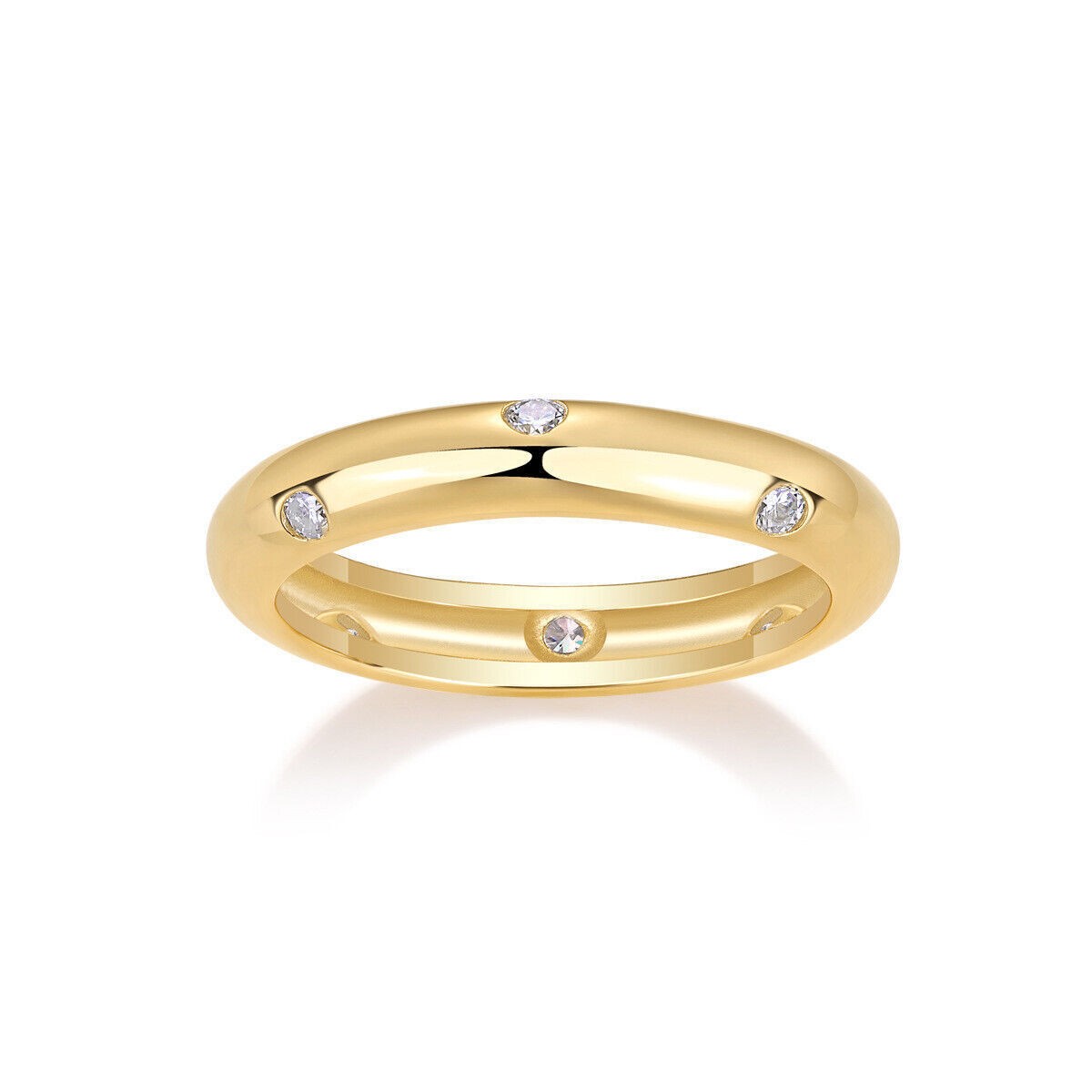 Classic D/VVS1 Moissanite Band Engagement Ring for Women 925 Sterling Silver