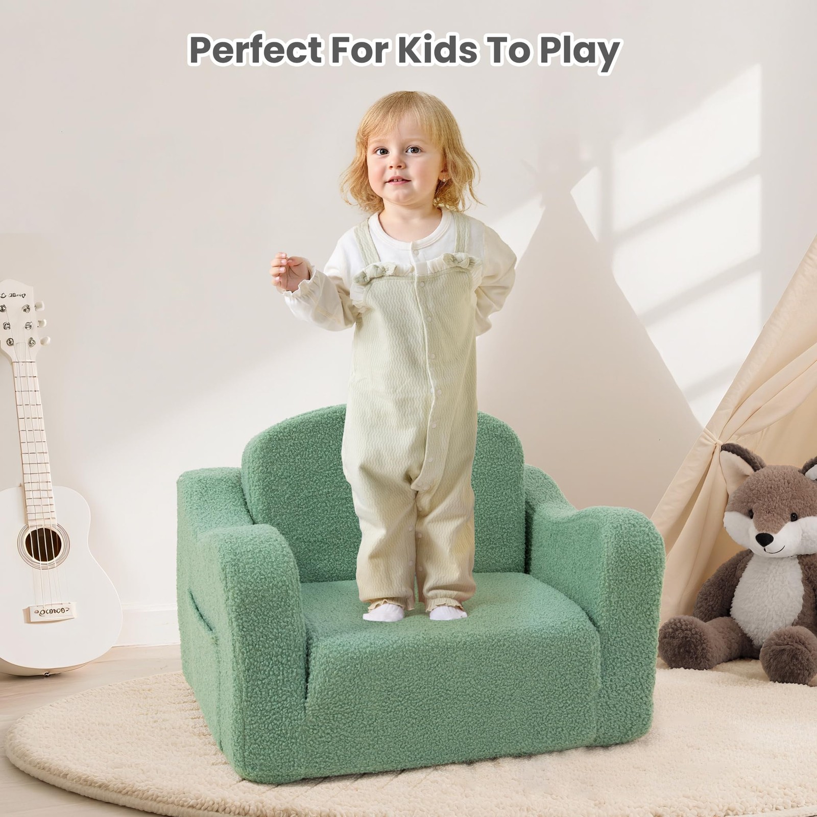 Airpanda Comfy Toddler Chair Kids, 2-in-1 Soft Couch Fold Out for Kids, Todd...