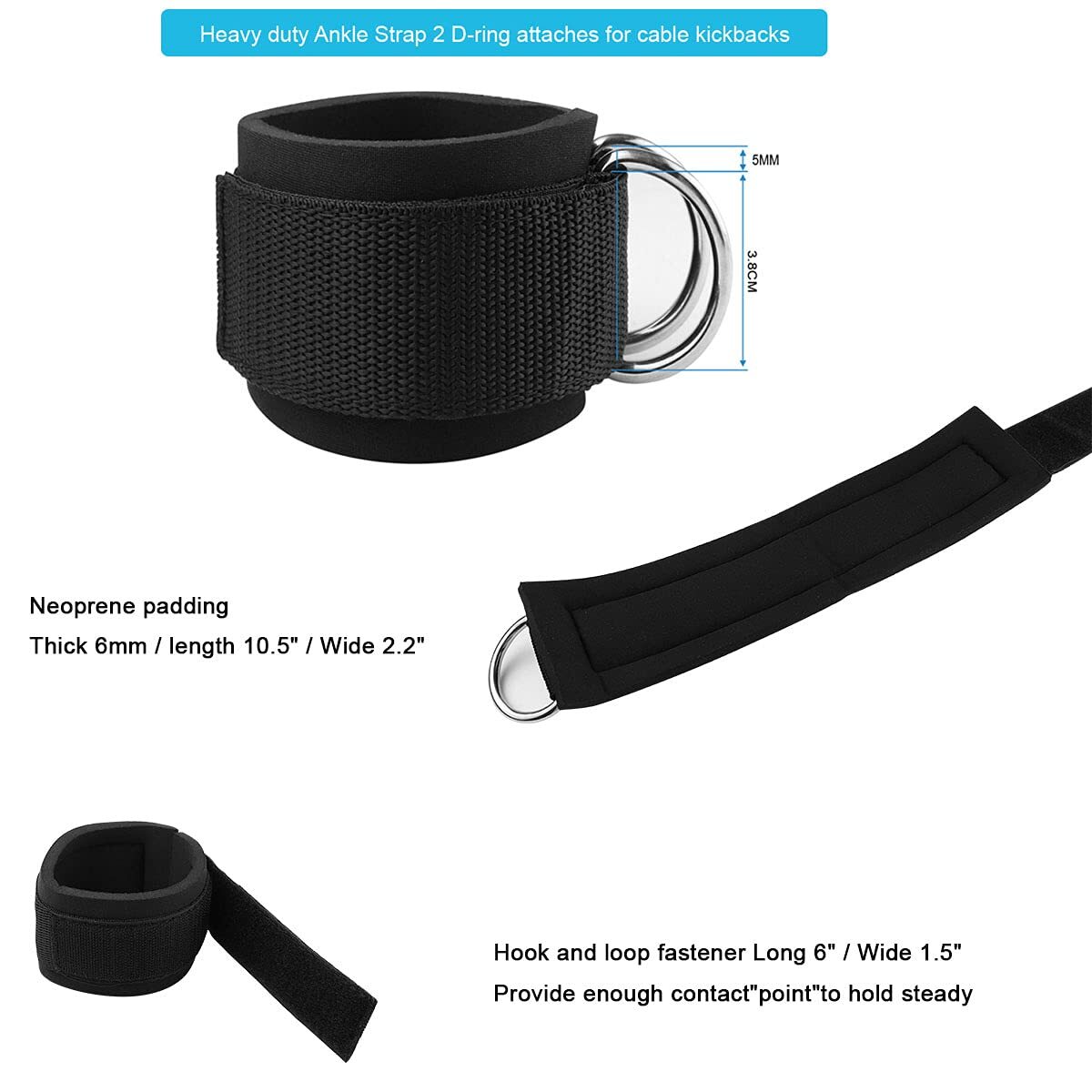 Thigh Straps Ankle Cuffs Adjustable Neoprene Padded Cable Machines Legs Exerc...