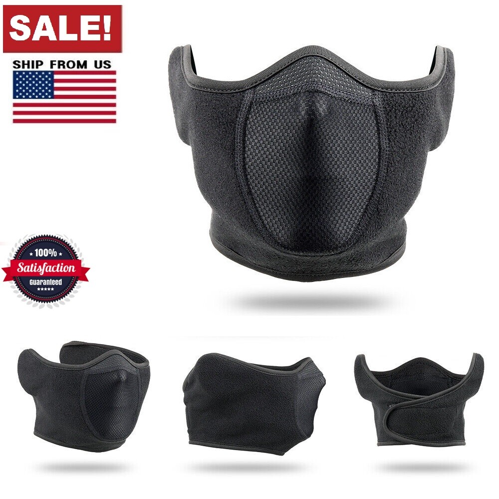 2× Winter Half Face Mask Windproof Thermal Balaclava Ski Mask for Outdoor Sports
