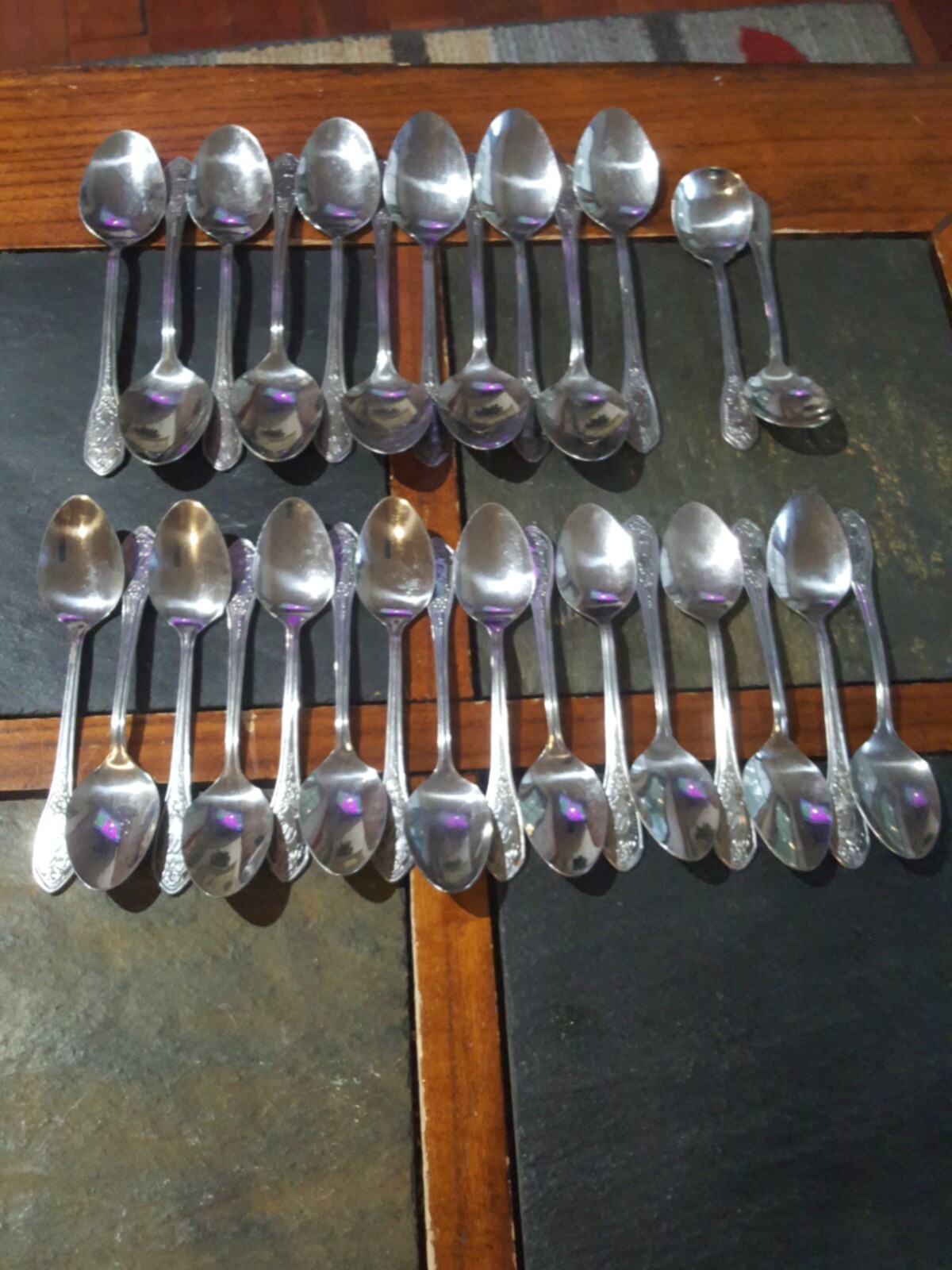 Customcraft CUS12 Stainless Flatware "W" Monogram Floral 29 pieces