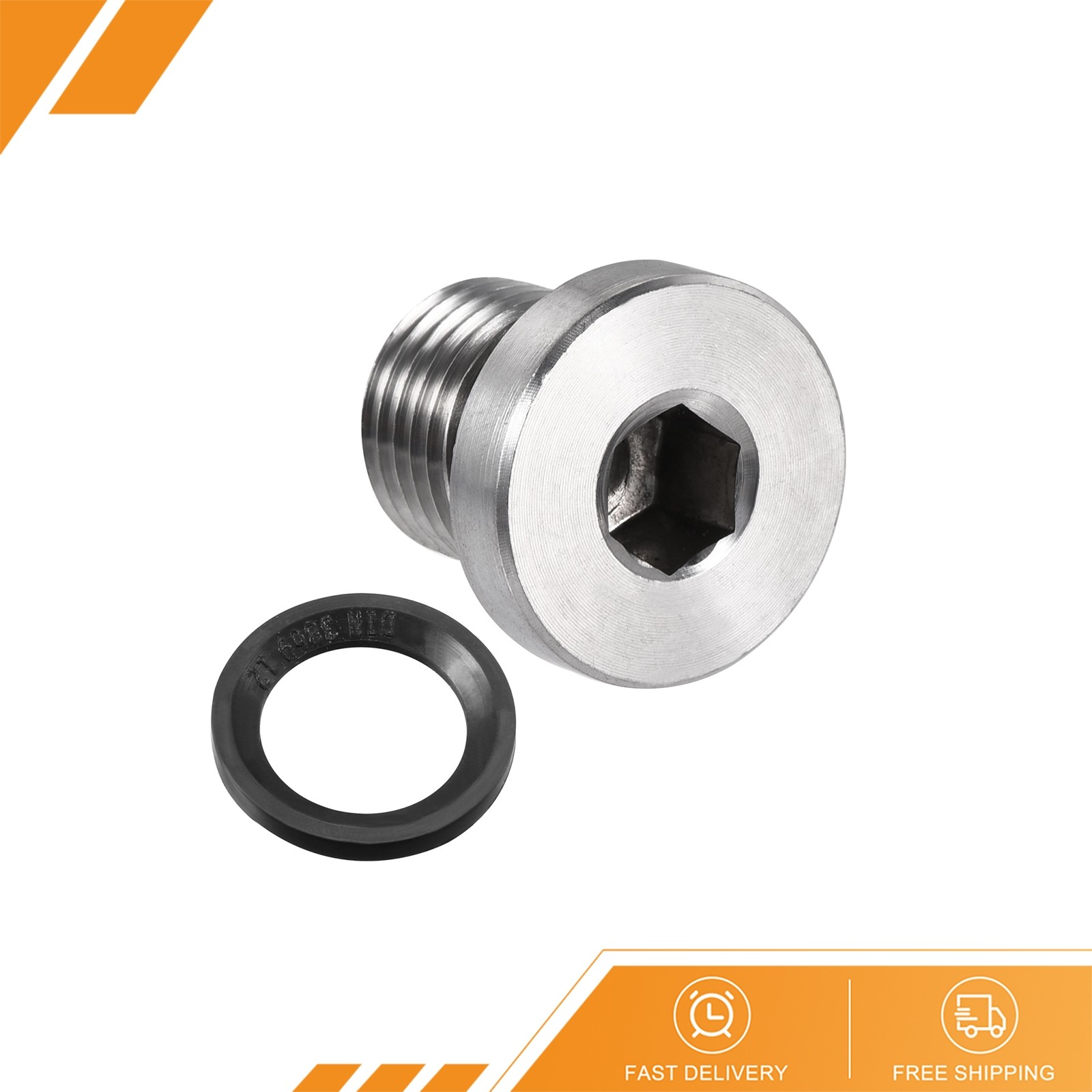 Stainless Steel Inner Hex Head M12 x 1.25 Pipe Fitting Plug Seal Ring