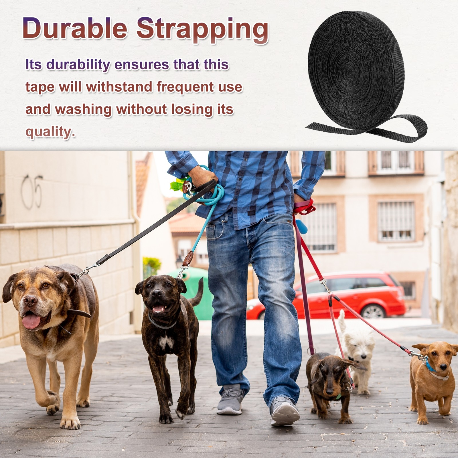 Nylon Webbing Strap 22 Yards x 5/8" Polypropylene Flat Webbing Strap Black