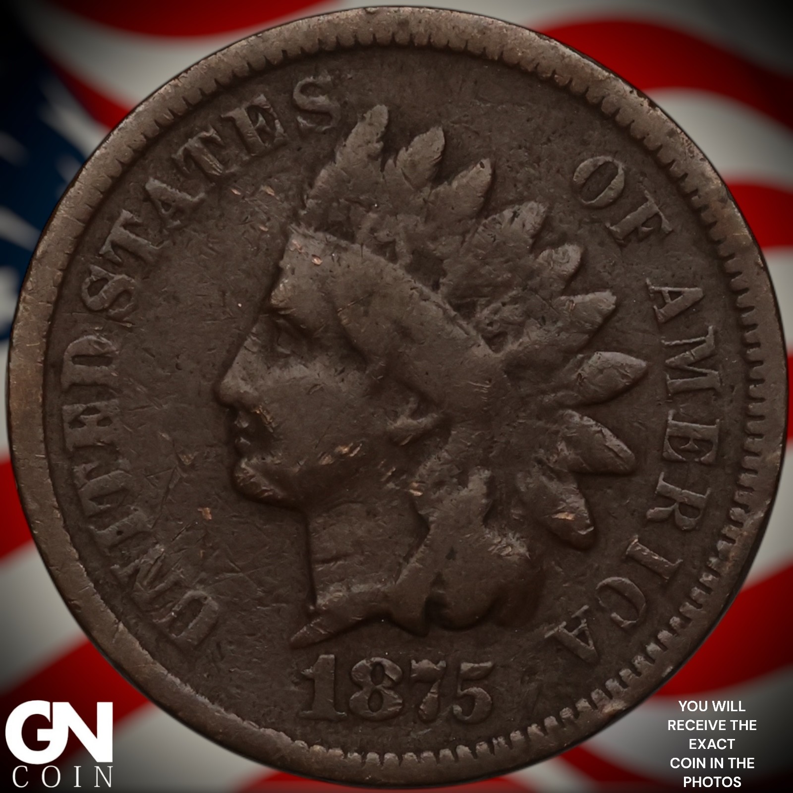 1875 Indian Head Cent Penny A6049