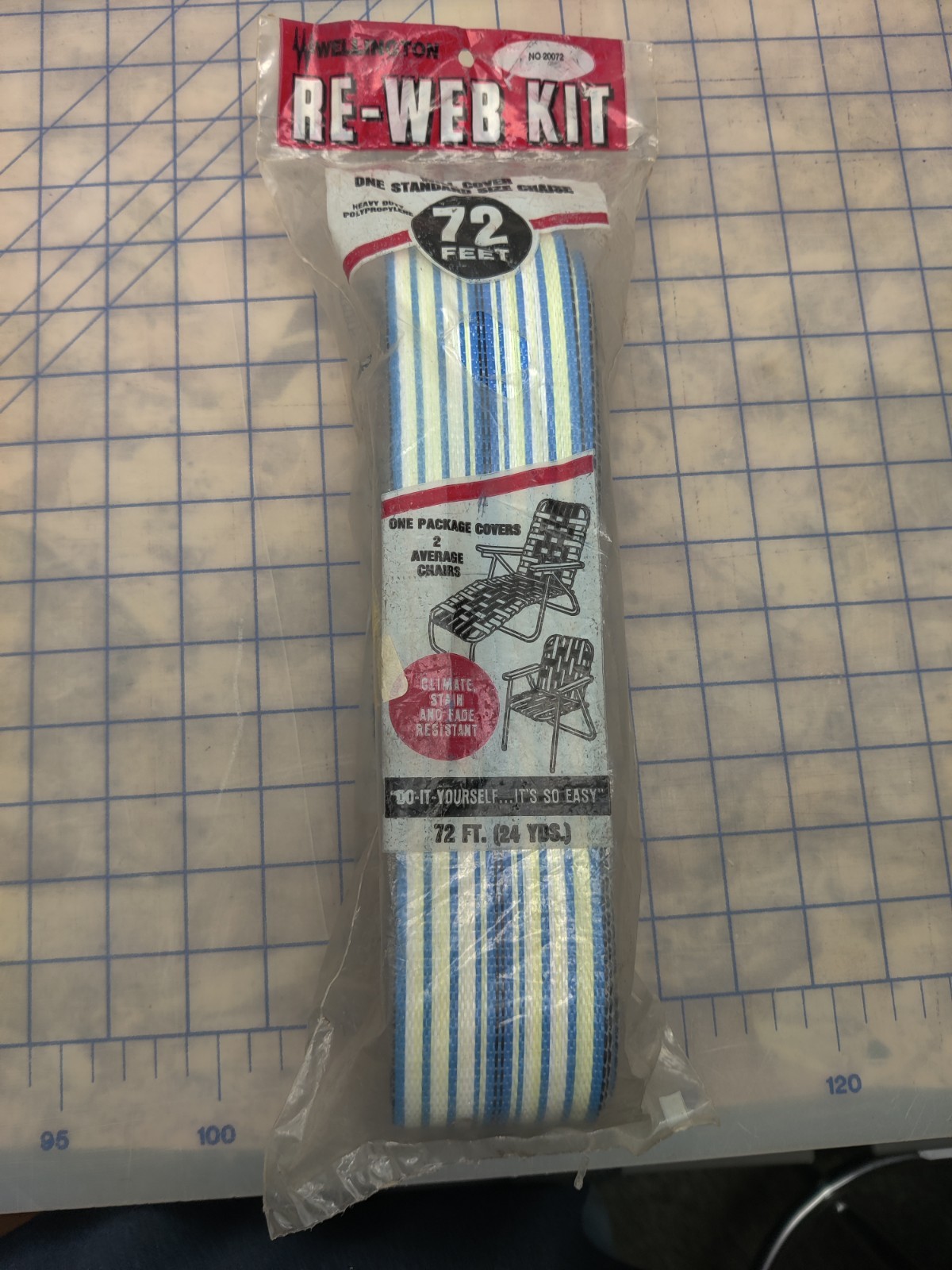 1 Wellington re-web kit white and blue 2 1/4 in x72 ft enough for 2 chairs