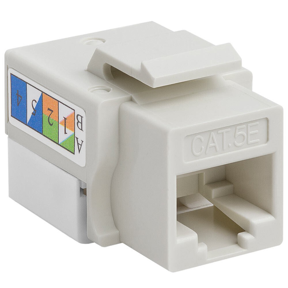 4 Pack Cat5e Keystone Jack White Ethernet 8P8C RJ45 Network 110 Punch Down LAN