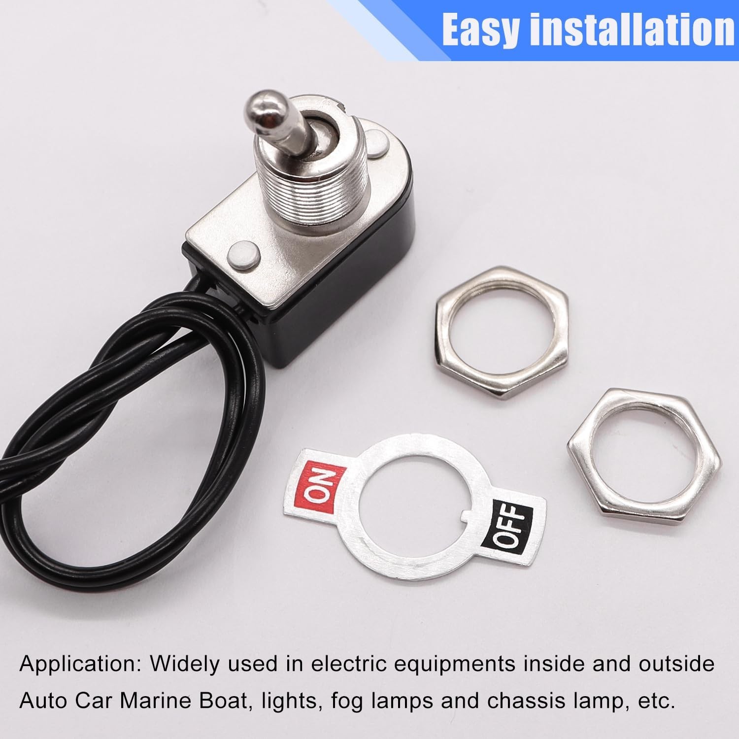 Taiss 2pcs Toggle Switch SPST 2 Position Latching ON/Off 6A AC 125V /10A DC 1...