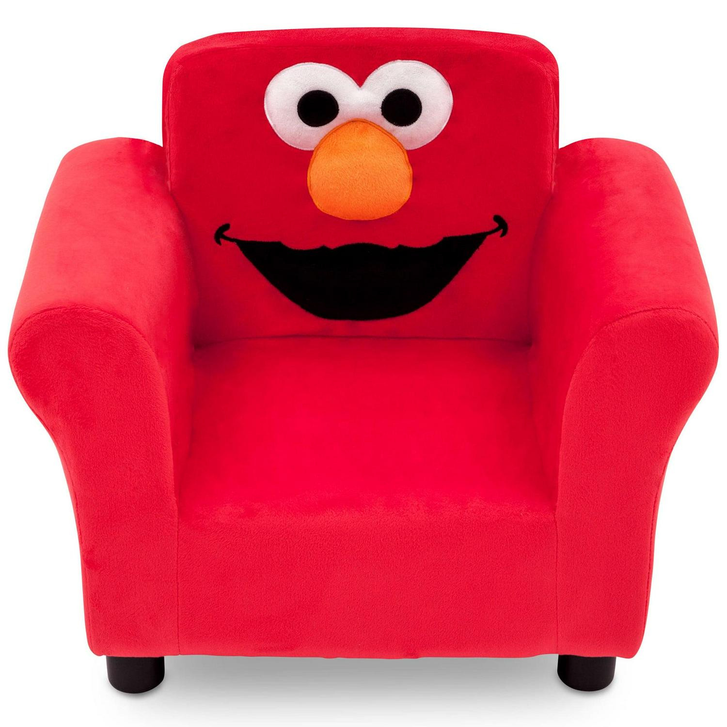 Kids Upholstered Chair Red Elmo Plush Foam Padding Seat Hardwood Frame Armchair