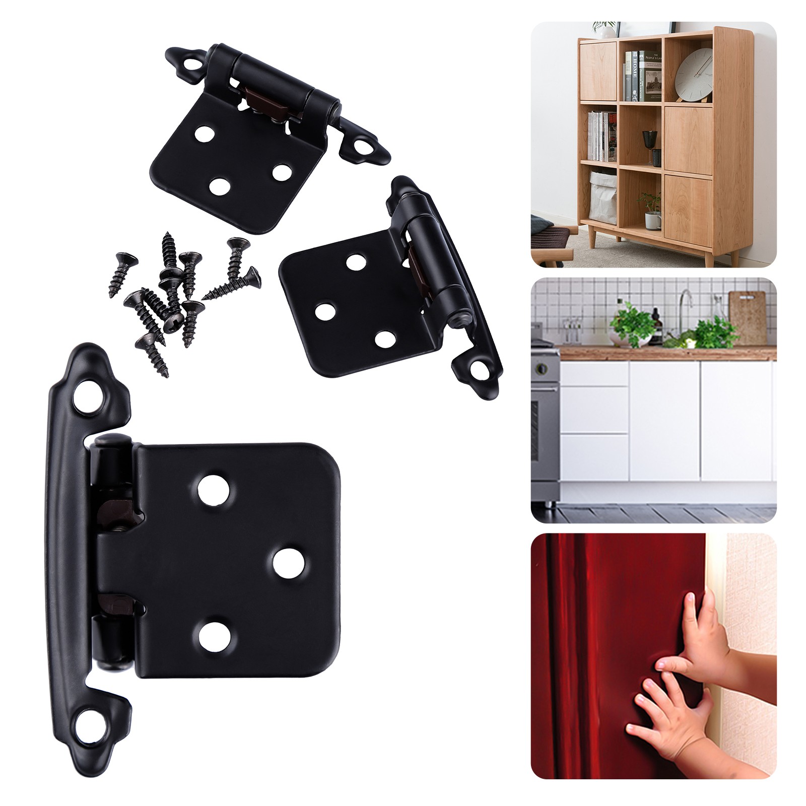 Self Closing Cabinet Hinges Satin Nickel, 100 Pcs - Variable Overlay Flush