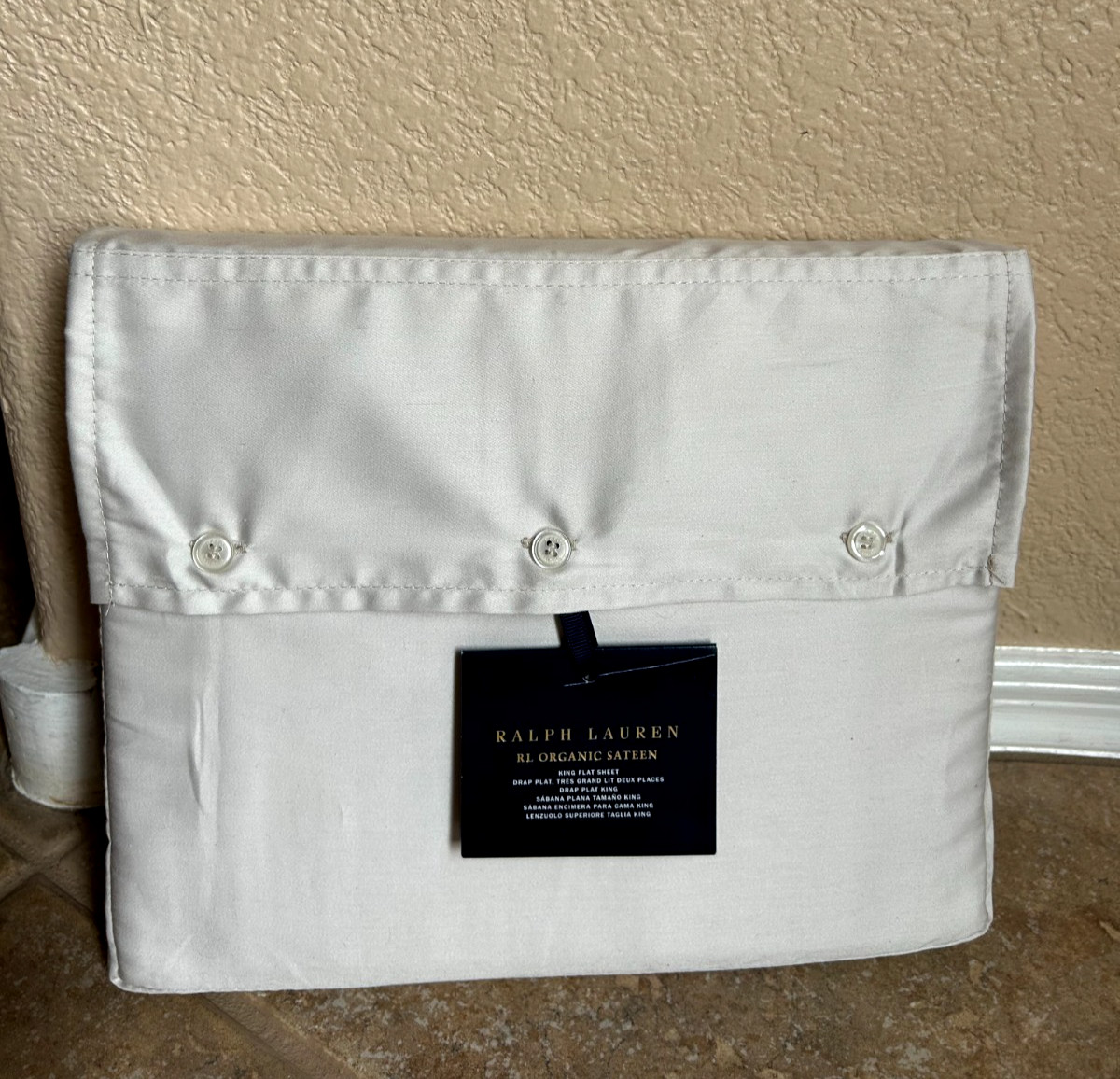 Ralph Lauren Organic Sateen King Flat Sheet Platinum 624 Thread Count $200 NWT