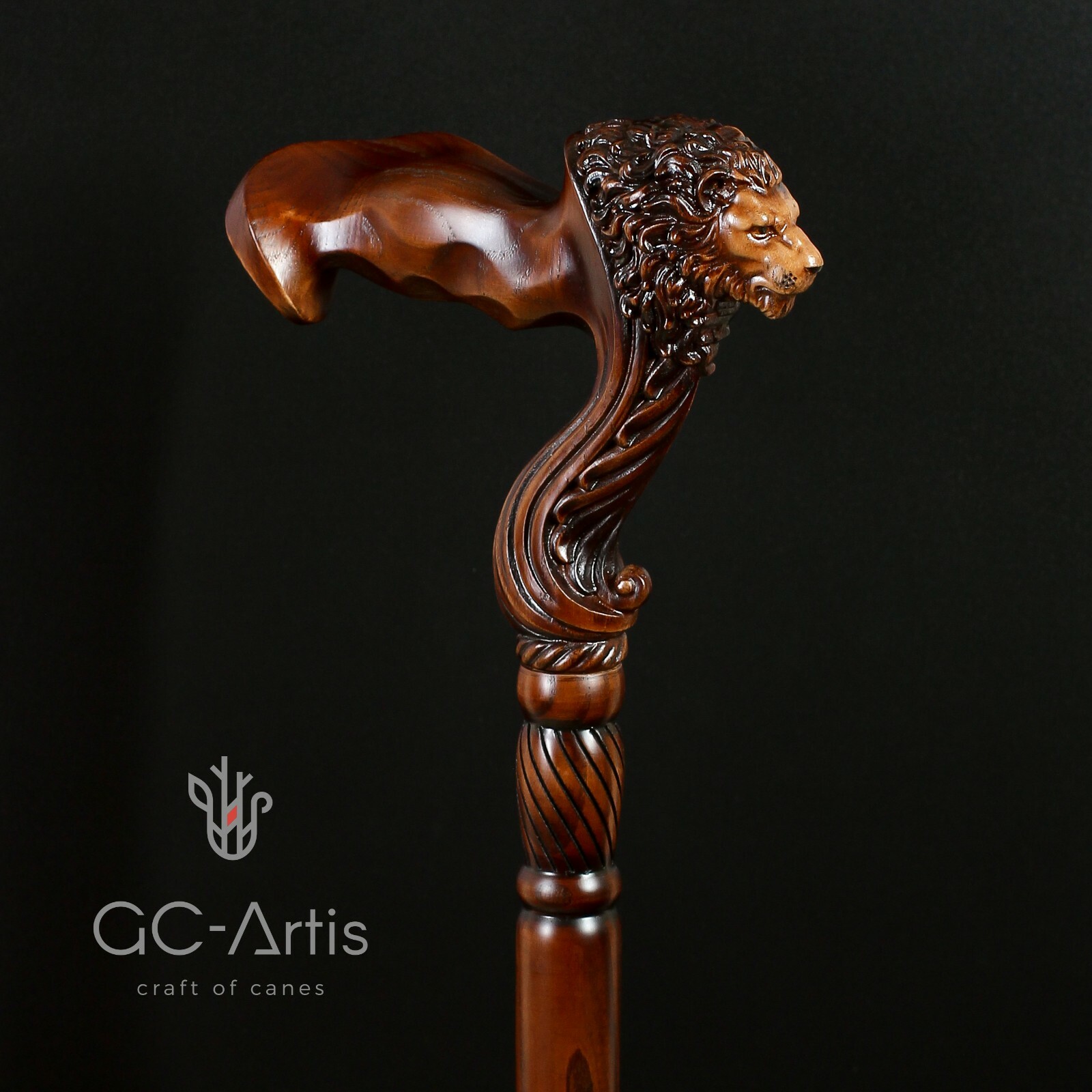 Style Wooden Lion Walking Stick Cane Ergonomic, Designer Handle Stick Gift