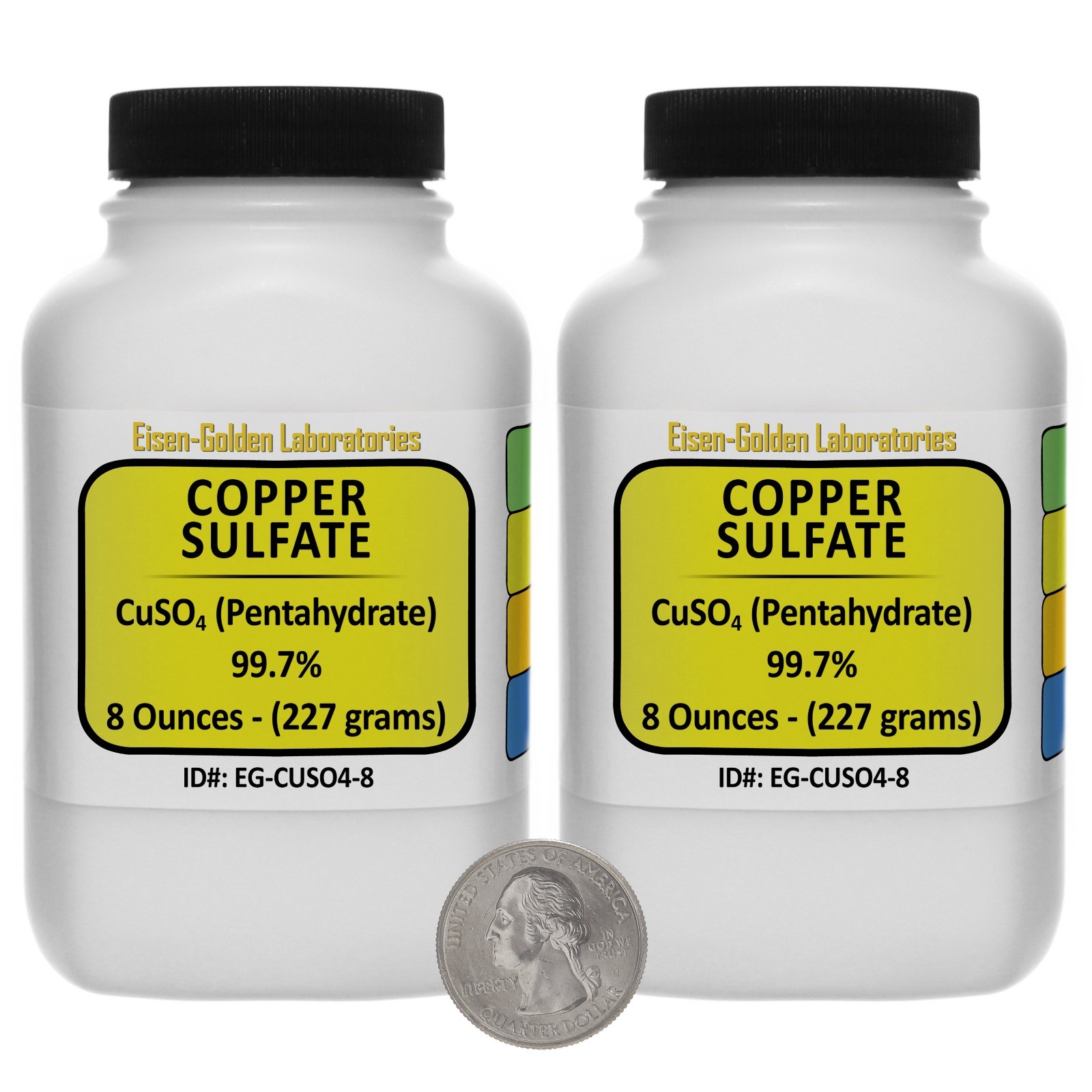 Copper Sulfate [CuSO4] 99.7% ACS Grade Powder 1 Lb in Two Easy-Pour Bottles USA