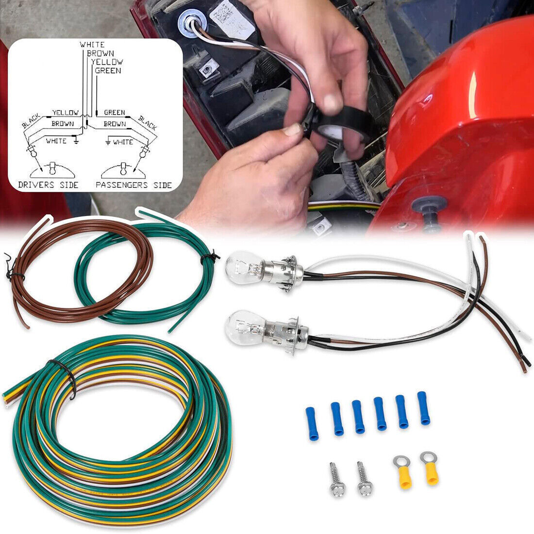 BX8869 Front Bulb & Socket Tail Light Wiring Accessories Kit For most vehicles