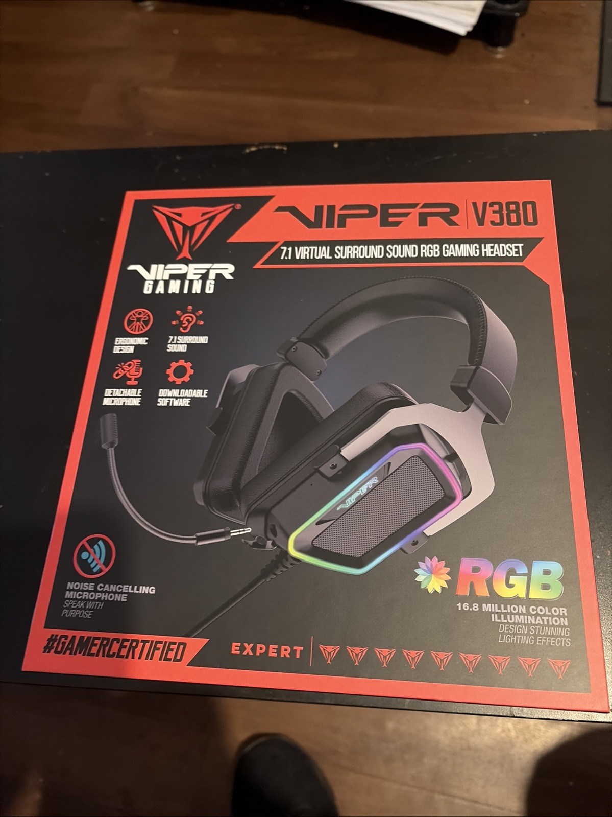 Viper Gaming V380 RGB 7.1 Surround Sound Gaming Headset w/ Mic – Brand New