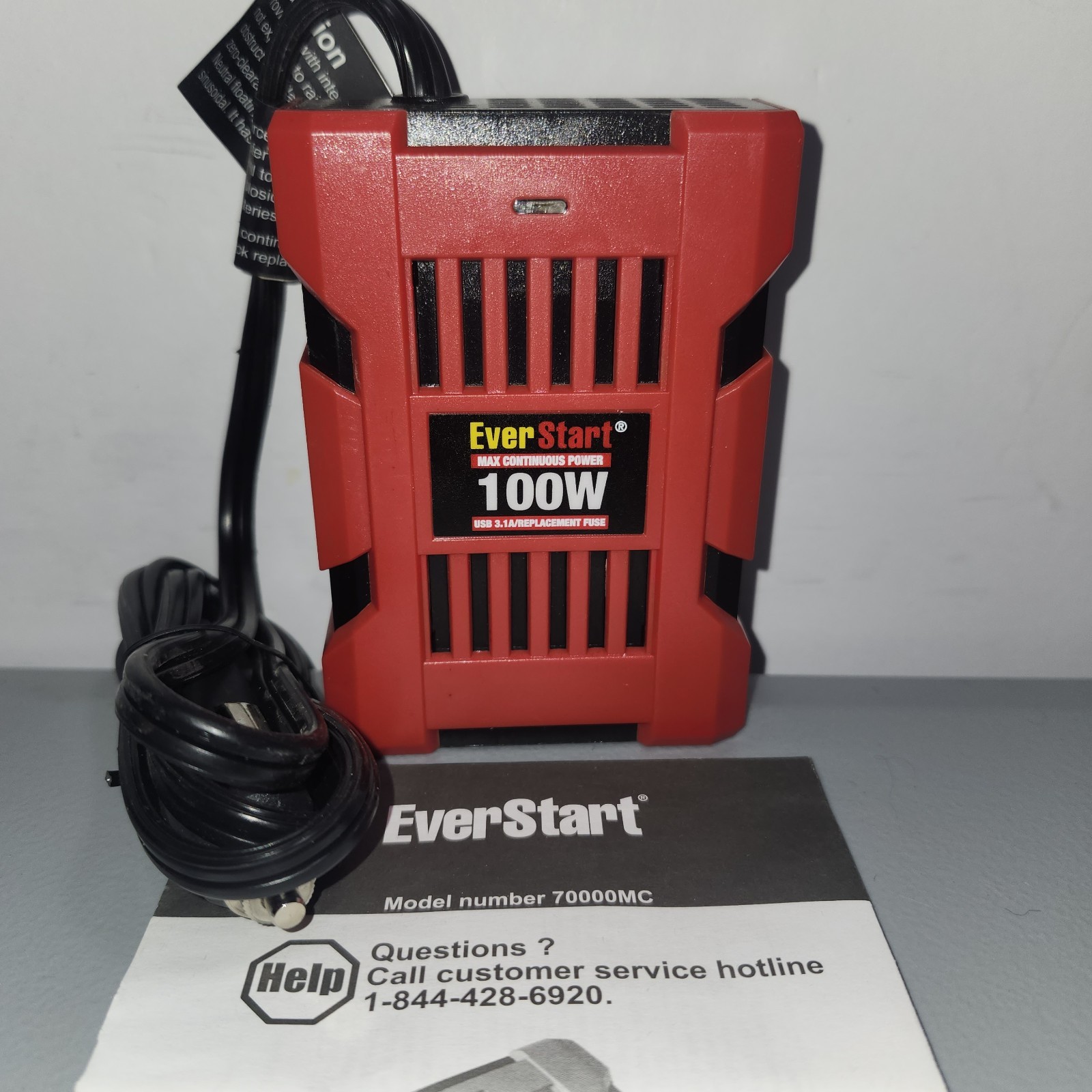 EverStart 100W Power Inverter 12V DC to 115V AC Dual USB Car Adapter Model 70000