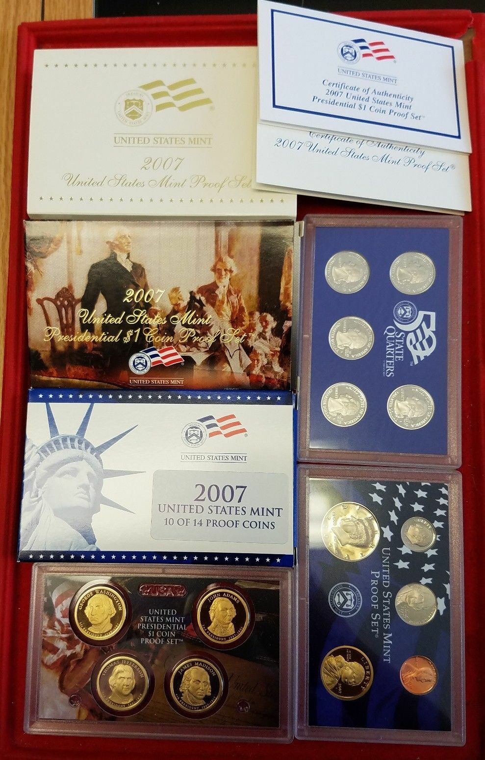 2007 Clad US Proof 14 Coin Set with Original Packaging & COAs COMPLETE