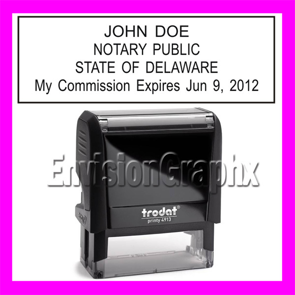 Custom Official NOTARY PUBLIC DELAWARE Self Inking Rubber Stamp T4913 black
