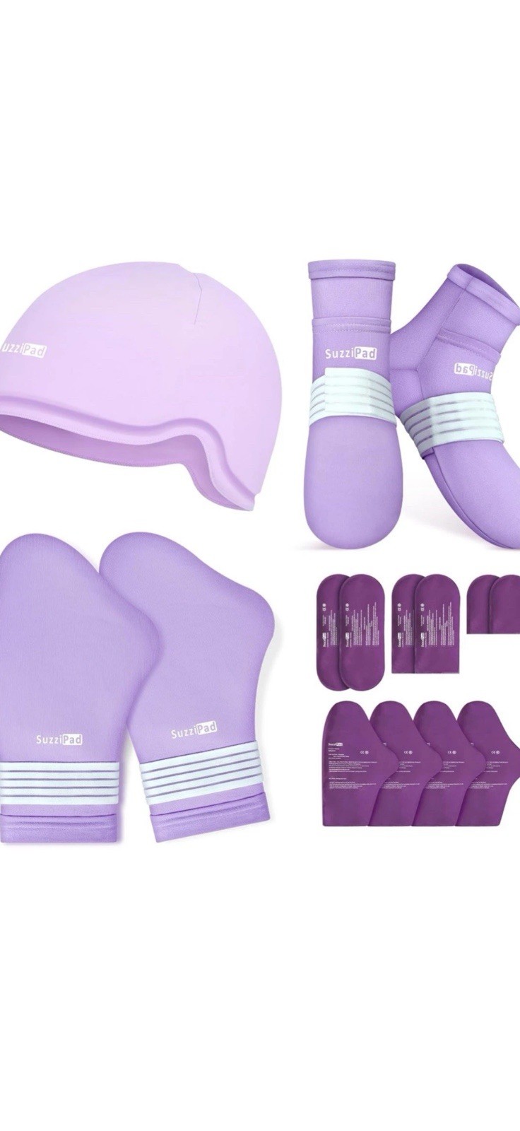 SuzziPad Cold Therapy Socks And Gloves, Purple, Size L - Sealed New