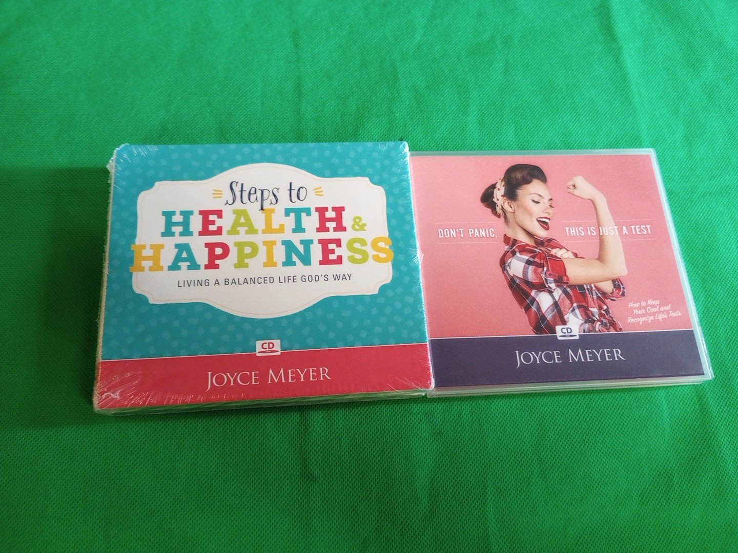 JOYCE MEYER Lot Of 2 Steps to Health & Happiness , Don't Panic This Is Just A Te
