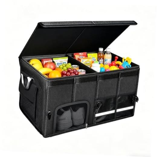 Car trunk organizer, Collapsible Multi-Compartments 63L: 23.6*13.8*11.8 INCH
