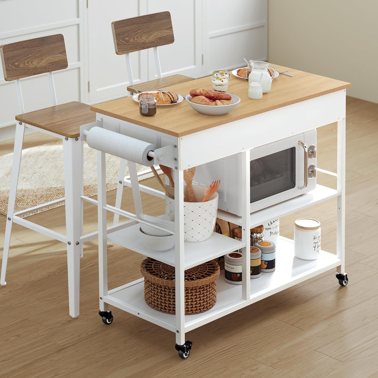Kitchen Rolling Island, Mobile Kitchen Cart with Storage on Wheels, 17.7 x 38...