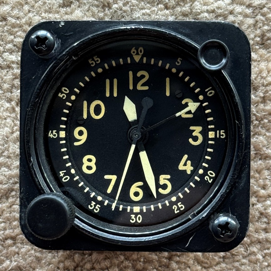Waltham Precision A-13A-1 400201 Aircraft Clock With 1 Hour Timer Fluorescent