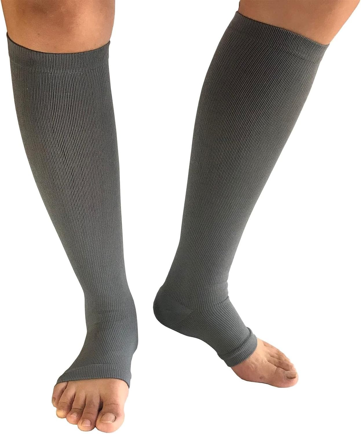 3Pairs Toeless Open Toe 15-20mmHg Small/Medium (3 Pair), White+gray+navy