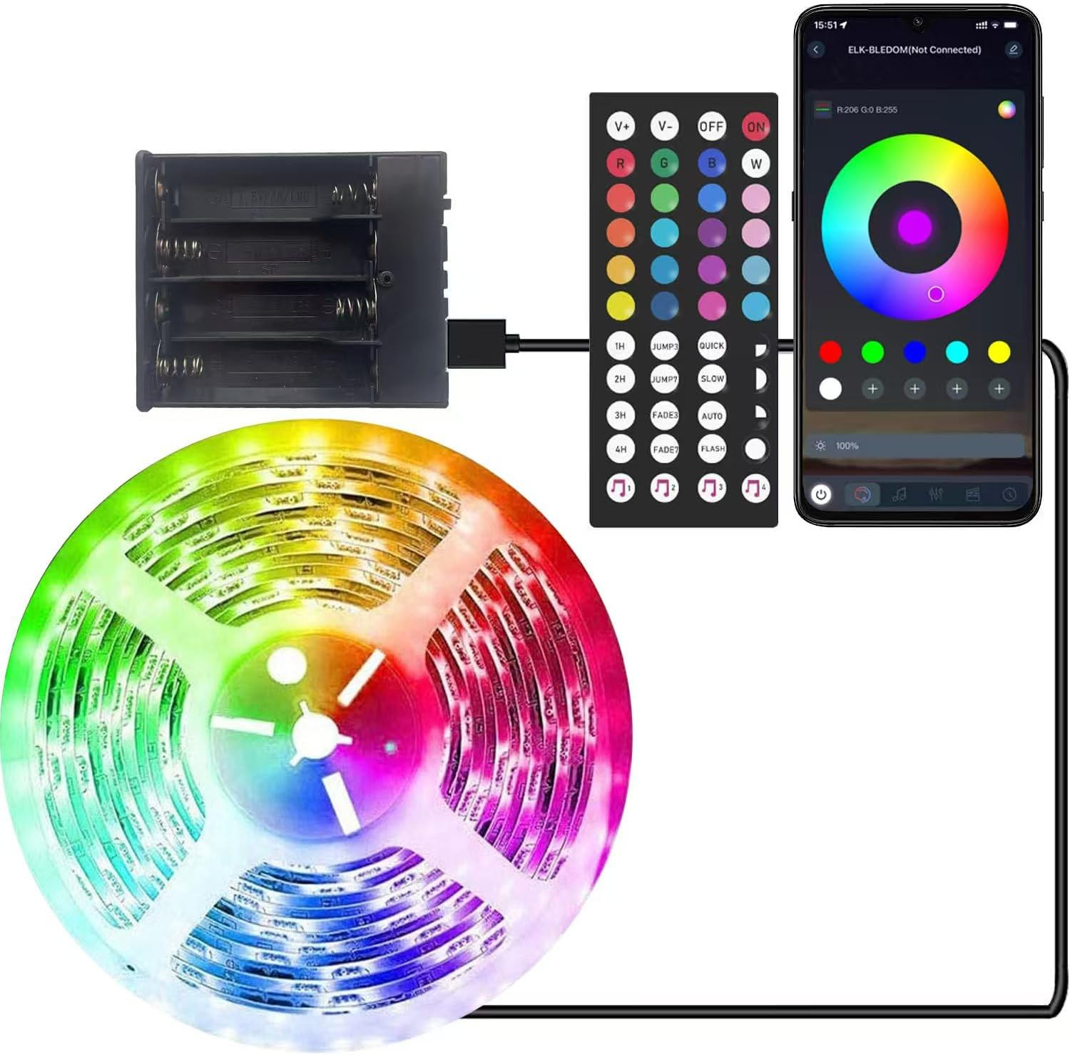 Battery Operated LED Strip Lights 13.12Ft RGB Color Changing......