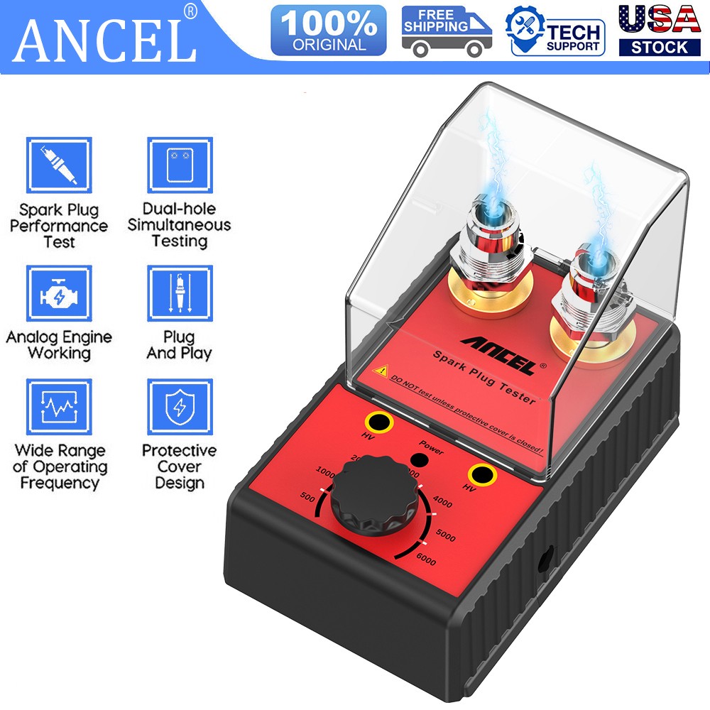 Spark Plug Tester Dual Hole Diagnostic Gasoline Car Ignition Analyzer AC 100-240