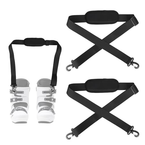 2pcs Ski Carrier Strap with Hook, Adjustable Anti-Slip Snowboard Shoulder