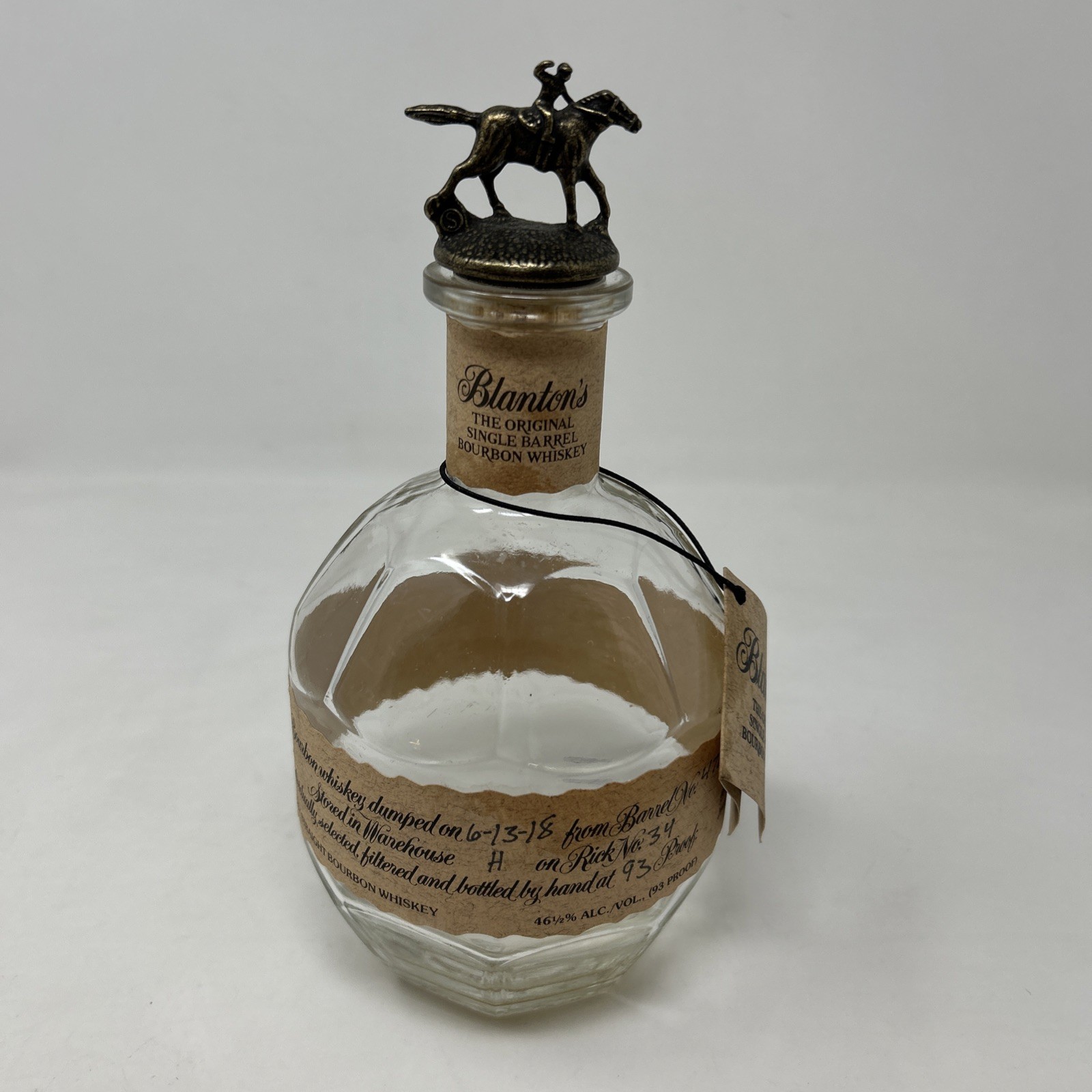 Blantons Kentucky Bourbon Whiskey Empty Bottle 750 Ml With Cork Stopper “S”