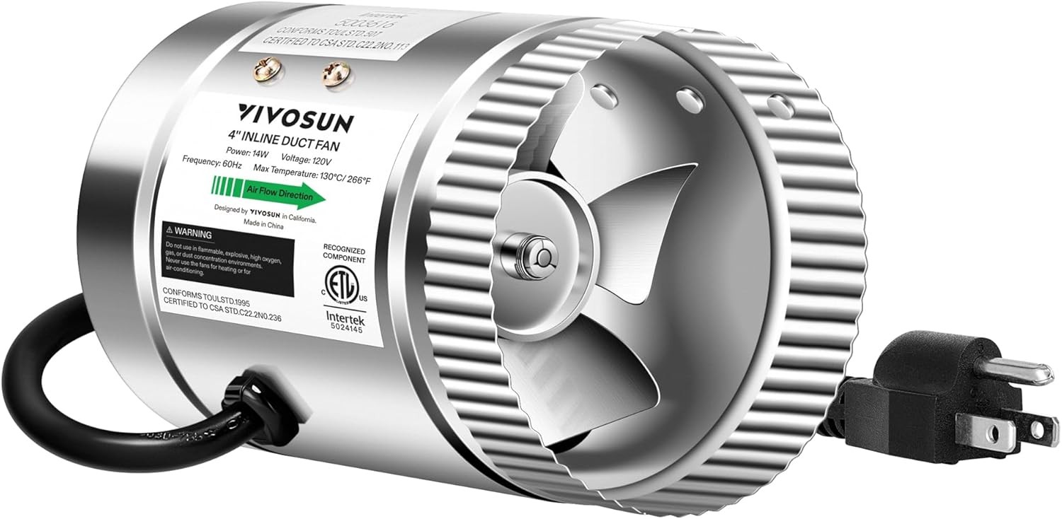 Ventilador ducto inline 4 pulgadas 100 CFM bajo ruido