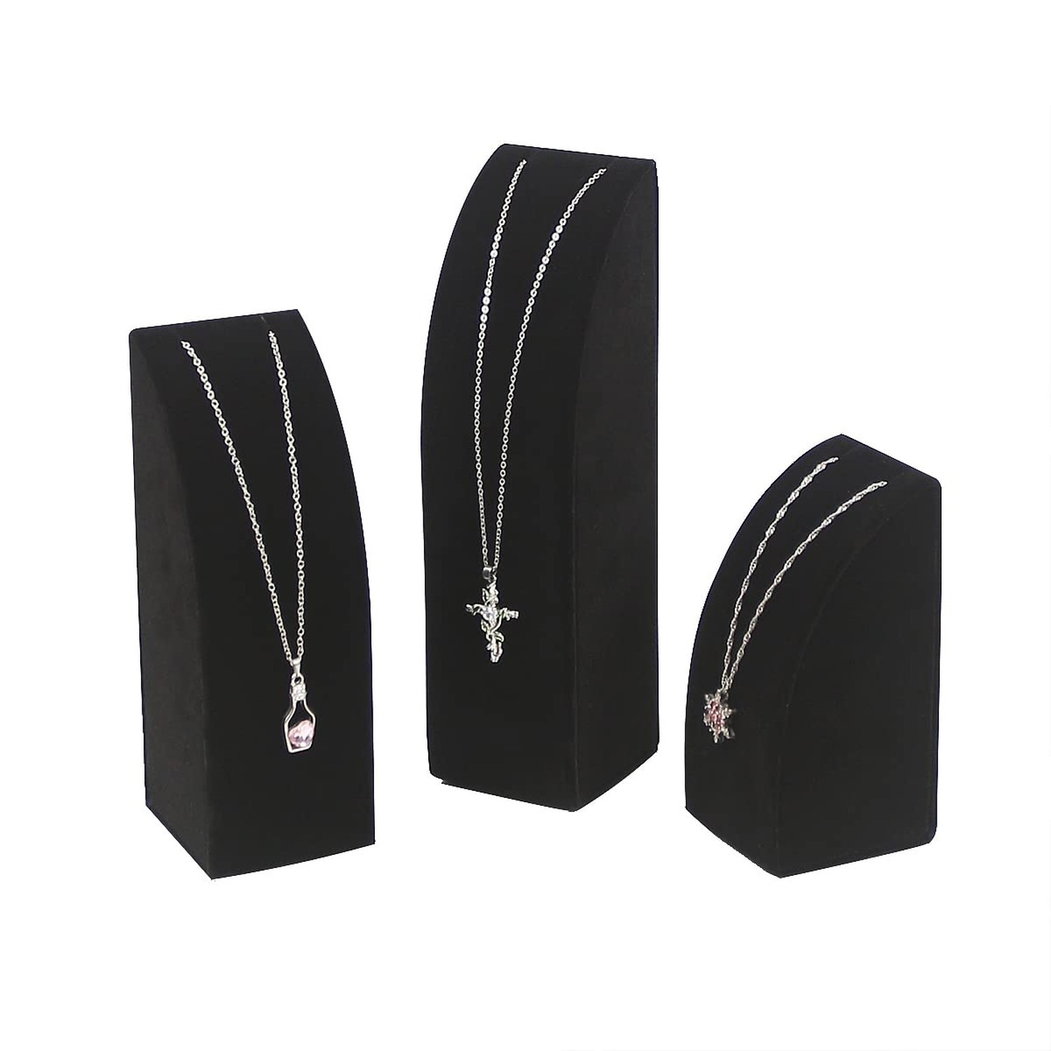 3Pcs/Set Velvet Necklace Holder Stand, Pendant Chain Jewelry Display Rack for...