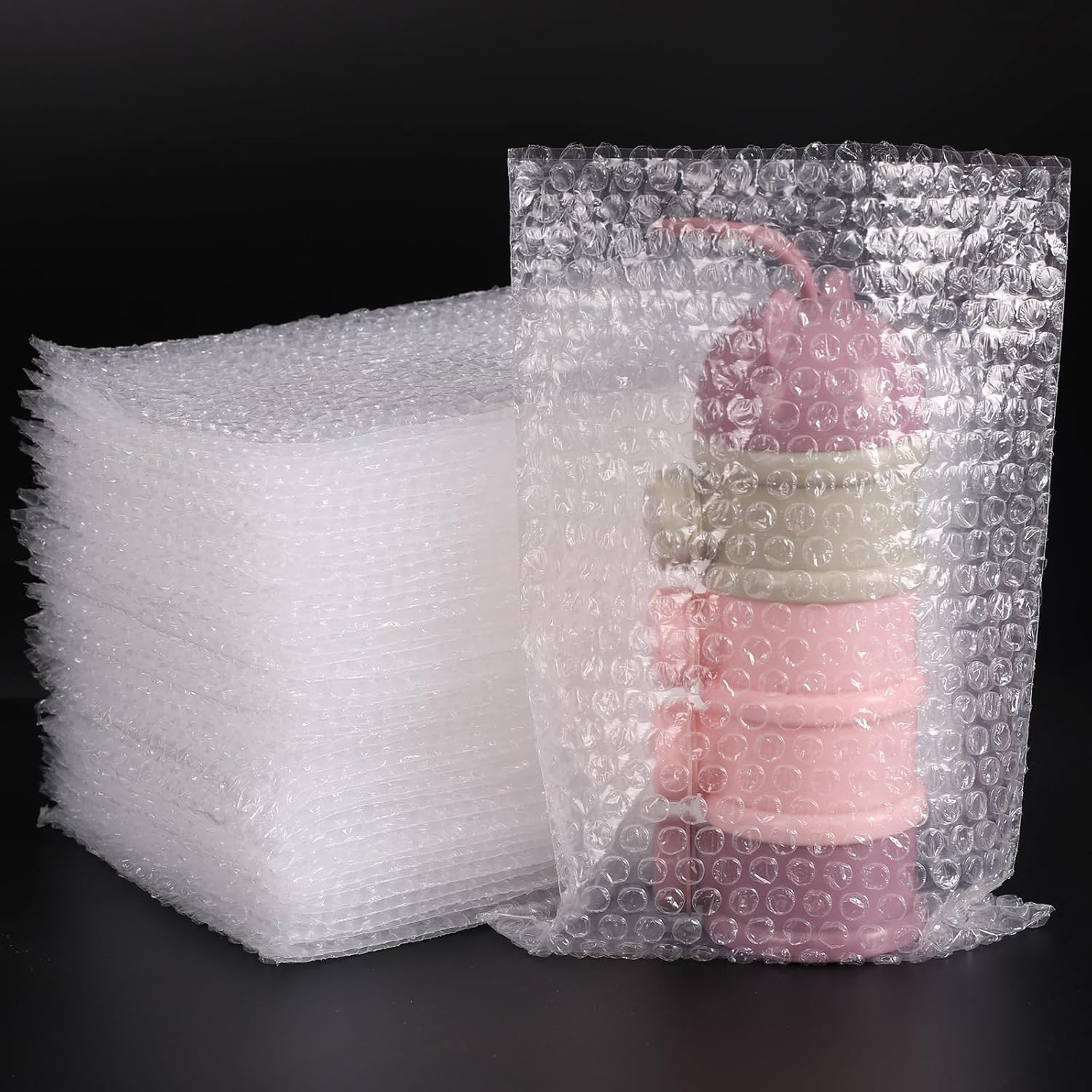 50Pcs Clear Bubble Out Bags, 8X12Inch Bubble Pouches Cushioning Packaging Bags f