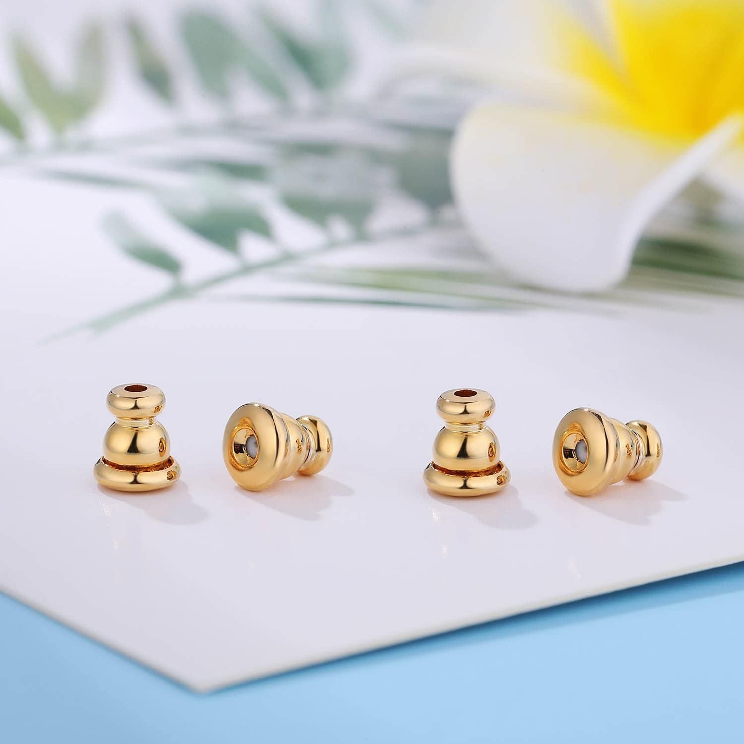 Locking Earring Backs for Studs, Hypoallergenic 18K Gold Earring Backs Re