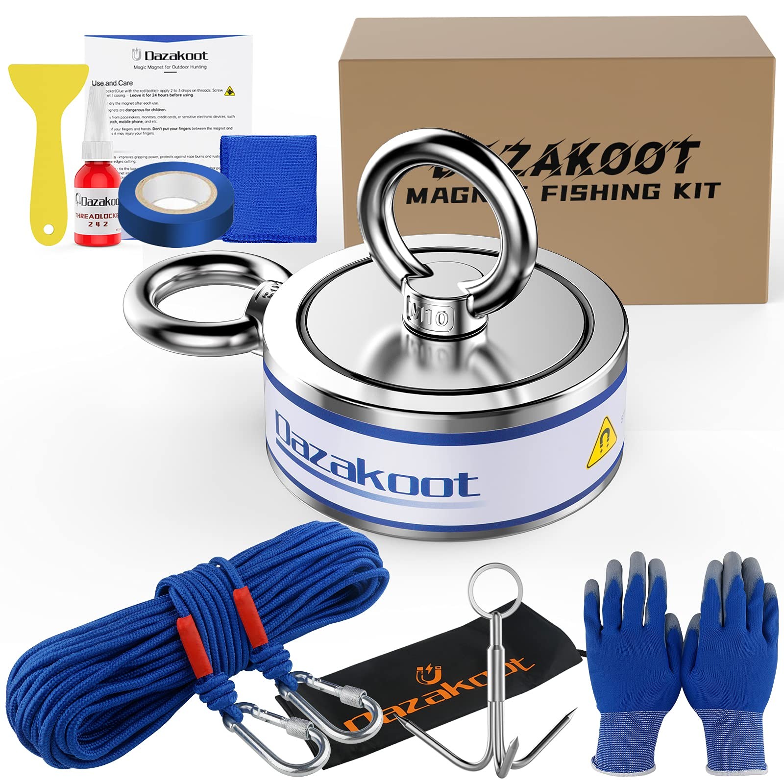 1250LBS Double Side Magnet Fishing Kit, Powerful Fishing Magnet Kit for Treas...