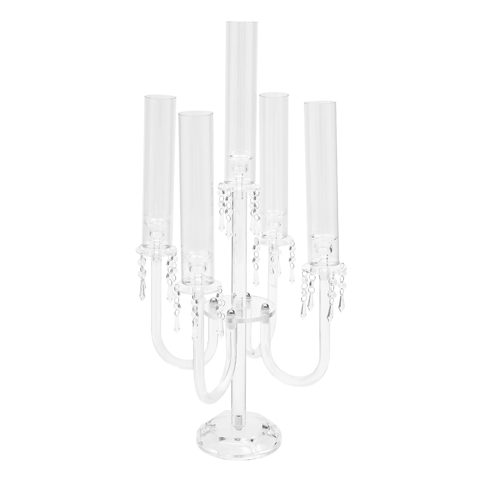 4PCS 5-Arm Candle Holders, 70cm Acrylic Candle Holders, Tabletop Candle Holders
