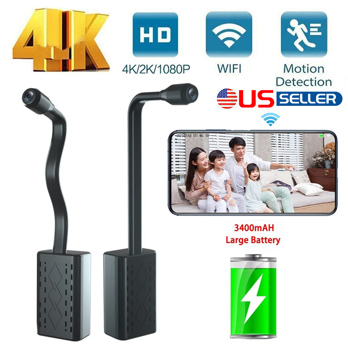 4K Camera 1080PHD Wireless WiFi Security Mini Micro Pinhole Screw DIY Camera DVR