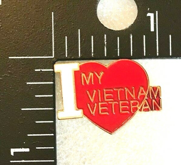 I HEART (LOVE) MY VIETNAM VET HAT OR LAPEL PIN US ARMY USAF USMC USN USCG P40