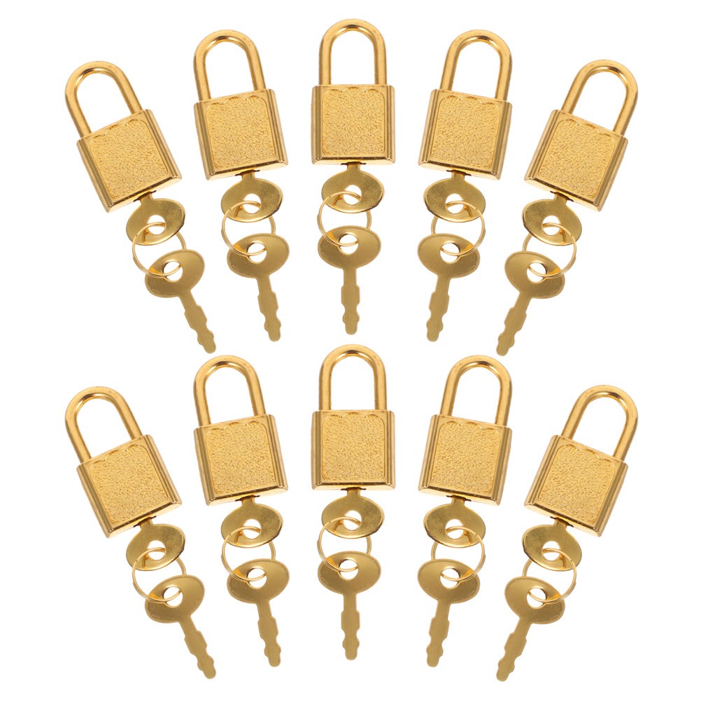 10 Sets Small Lock Key Lockable Diary Book Backpack Padlock for Suitcase