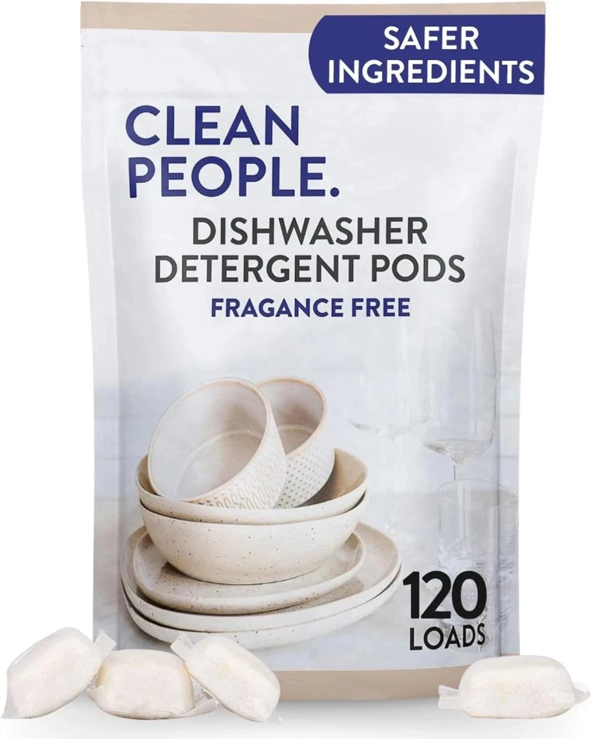Clean People Dishwasher Pods - Cuts Grease & Rinses Sparkling 120 Count