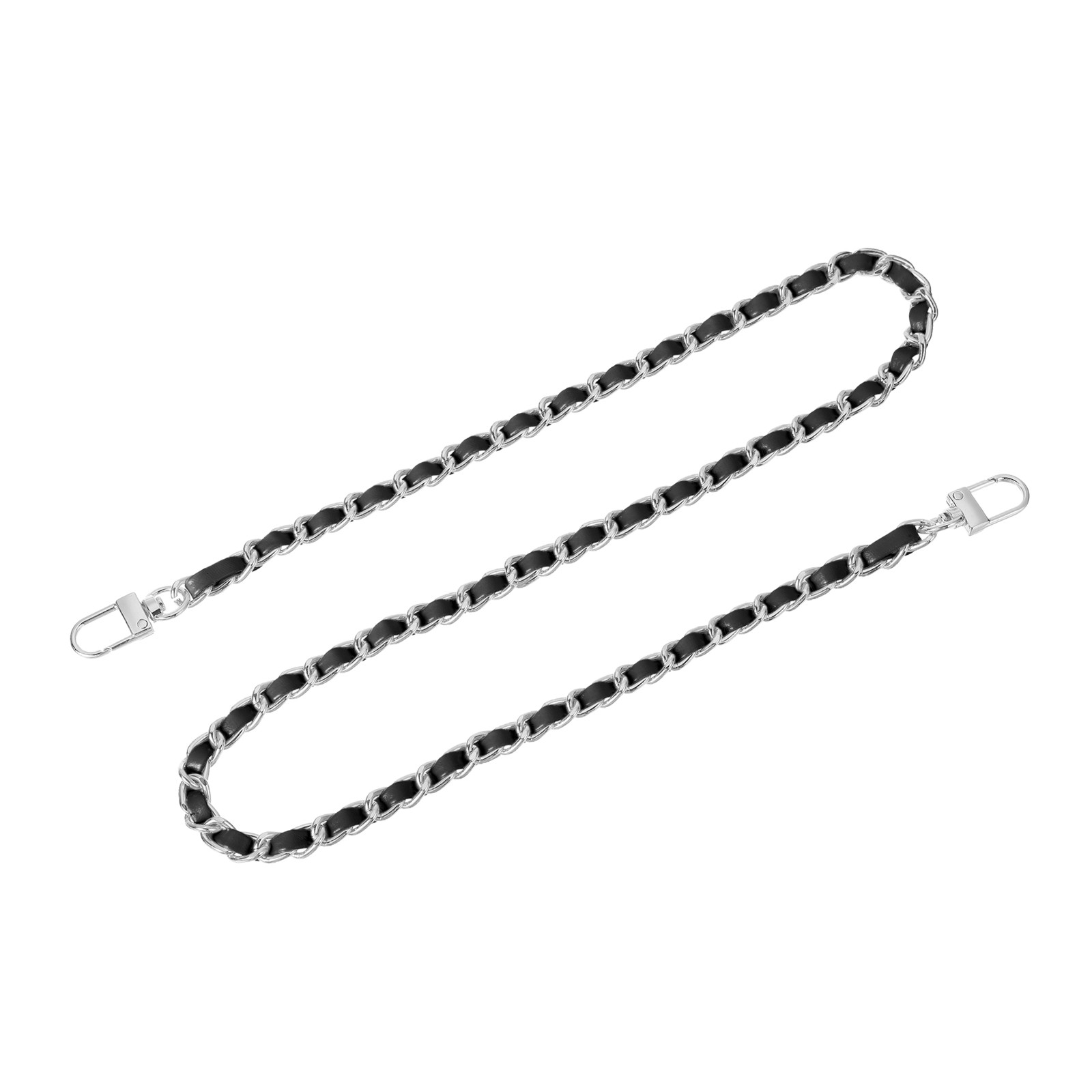32" Purse Chain Strap with Buckles for Shoulder (Black + Silver)