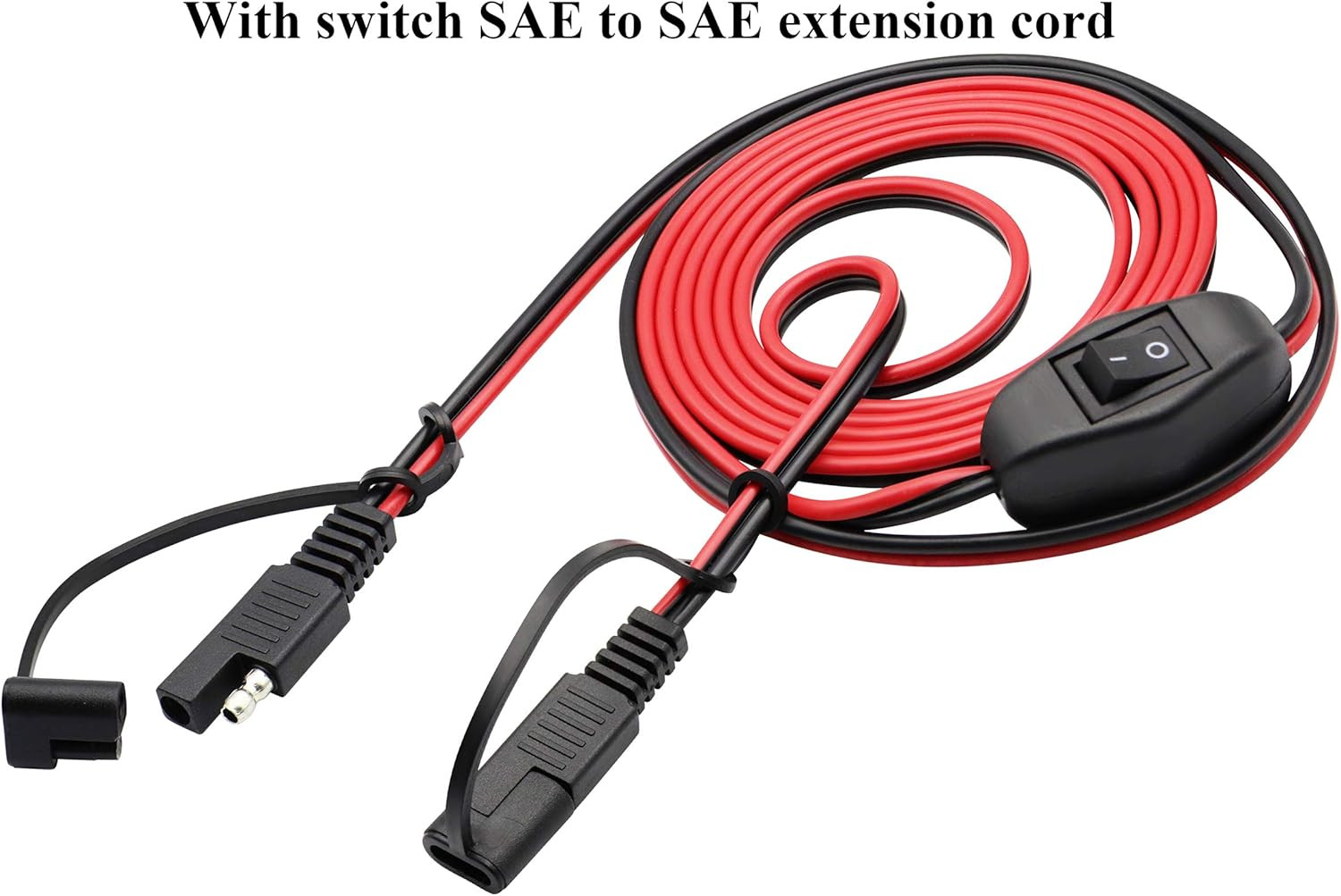 SAE Extension Cable 16 AWG Wire Harness 12V-24V DC SAE to SAE Cable with Switch