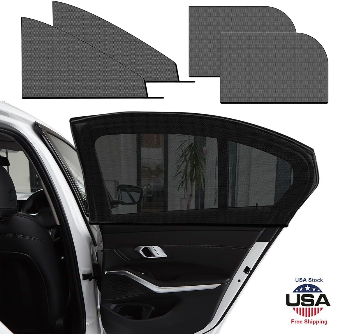 4Pcs Car/SUV Window Side Screen Sun Mesh Shade Cover Sunshade Visor Elastic USA