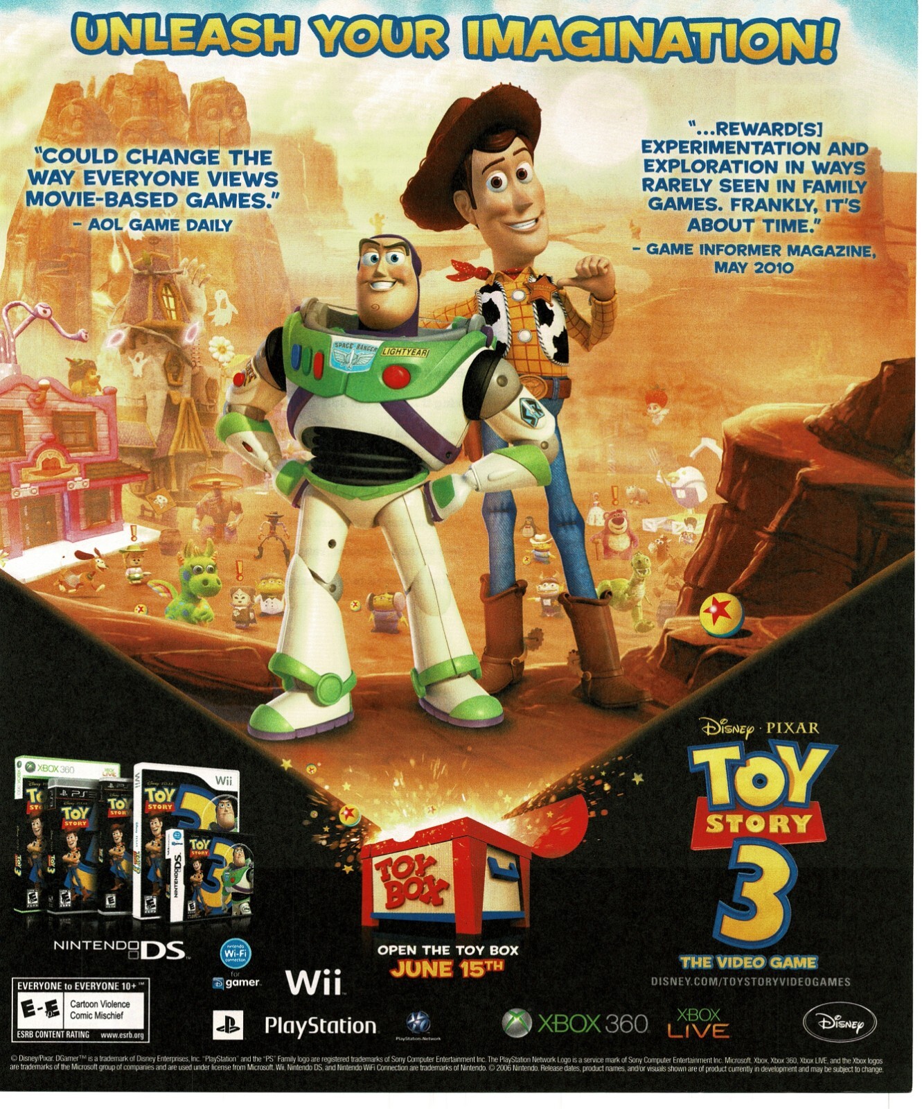 2010 Toy Story 3 Video game Vintage Print Ad Disney Buzz Woody Pixar