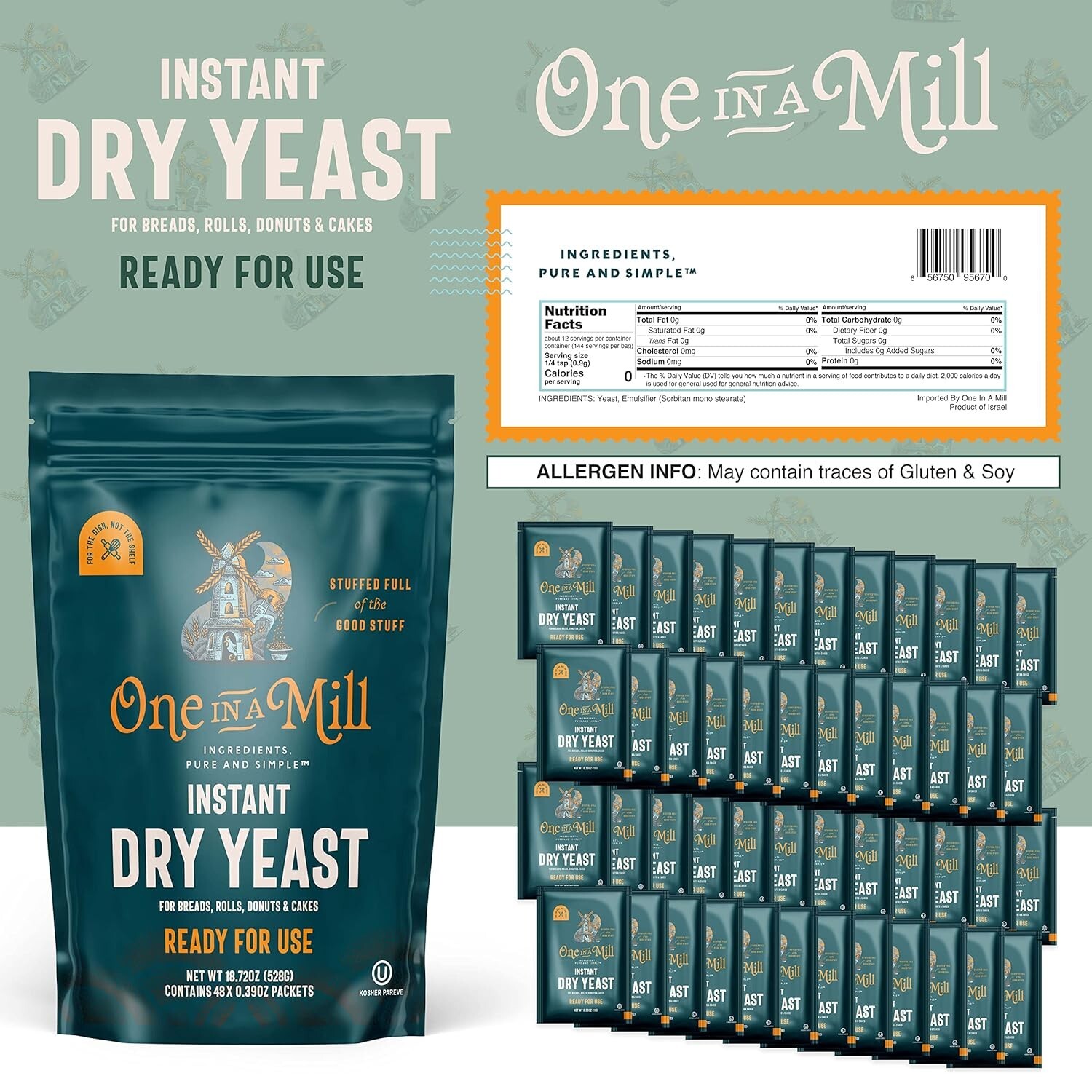 48 Pack Instant Fast Rising Yeast - Perfect for Quick Bread & Dough Recipes