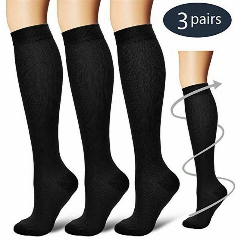 3 Pack Compression Socks (8-15mmHg) Moisture Wicking Support Stockings Men Women